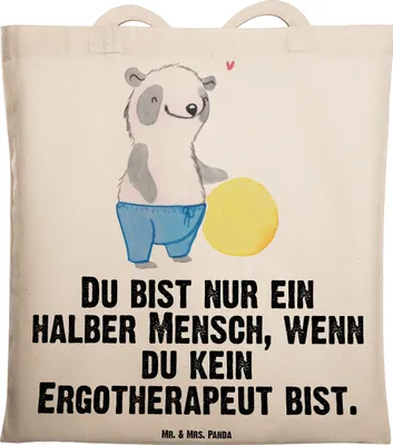 Produktbild von Mr. & Mrs. Panda Schultasche Ergotherapeut Herz - Transparent - Geschenk, Tote Bag, Ausbildung, Tragetasche, Lustig, Spruch, Tasche, Shopping, umhängebeutel, Beruf