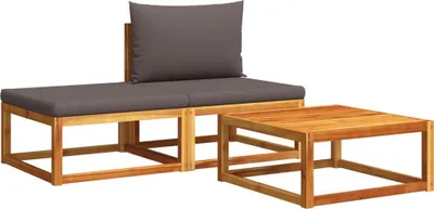 Produktbild von vidaXL 3-tlg. Gartensofa-Set mit Kissen Holz Akazie & Seil