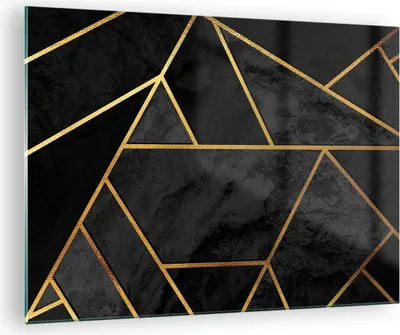 Produktbild von Bilder auf glas - Einteilig - Abstraktion Gold Schwarz - 70x50cm - Glasbilder - Wandbilder - Bilder - zum Aufhängen bereit - Wanddekoration aus Glas - Glas Bilder - Wandbild auf Glas - GAA70x50-4358