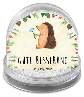 Produktbild von Mr. & Mrs. Panda Weihnachts Schneekugel Igel Blumen - Naturpapier - Geschenk, Große, Weihnachten, Krankenhaus, Gute Besserung, Besuch, schnee kugel, Krankheit, krank