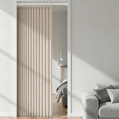 Zdjęcie produktu dla Magnetyczna zasłona drzwiowa 120 x 200 cm, zaciemniająca, z drążkiem teleskopowym bez wiercenia, dla drzwi