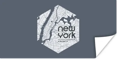 Produktbild von MuchoWow® Poster New York - Karte - Blau 40x20 cm - Poster für die Wand - Poster Schlafzimmer
