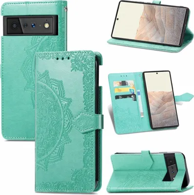 Produktbild von König Design Hülle kompatibel mit Google Pixel 6 Pro Kunstleder Handyhülle - Handy Case Grün