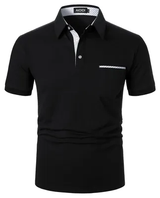 Productafbeelding van Solidchoice - Polo Shirt voor Heren met Checkerboard Kraag Korte Mouwen Zwart L