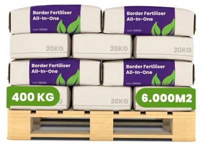 Produktbild von Border-Dünger All-in-One 400 KG (20 × 20 KG Säcke) – 6.000 m2 – NPK 6-3-12 + 3MgO + Chitin