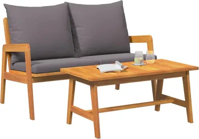 Produktbild von Bistrogarnitur mit Kissen 2 pcs Öl-Natur Massivholz Akazie