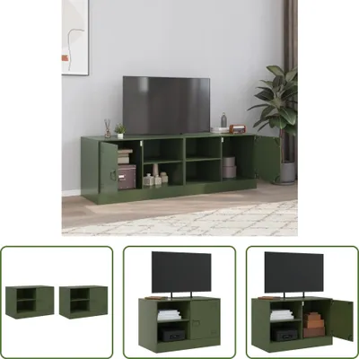Produktbild von The Living Store TV-Schränke 2 Stk. Olivgrün 67x39x44 cm Stahl