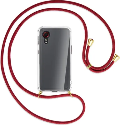 Produktbild von Handykette Backcover-Schutzhülle mit Band (Metall goldfarben) für Samsung Galaxy Xcover 5 (G525) - dunkelrot