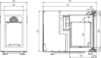 Produktbild von Combisteel 7476.0136, Freistehend, Schwarz, Edelstahl, 9 l, Belüftet, R 600 A, 0 - 4 °C