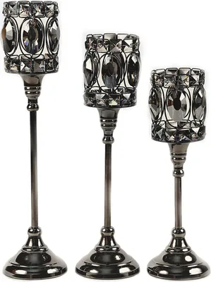 Produktbild von Kerzenständer Chalice 2-in-1 Deko Säule Ständer 3-er Set, Chalice M, Nickelschwarz