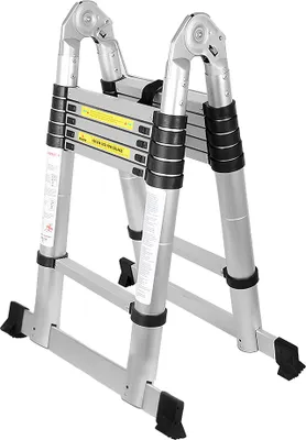 Image de Hengda Echelle télescopique Argent Aluminium pliable Echelle multifonctionnelle Echelle simple 1.9M+1.9M Echelle multi-usages Protection anti-pince-doigts Echelle d'extension Pliable Echelle aluminium Antidérapante jusqu'à 150 KG