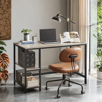 Produktbild von VASAGLE Computertisch Schreibtisch mit 2 Regale 120 x 75 x 60 cm Greige