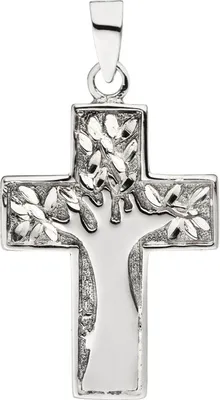 Produktbild von Anhänger Baum des Lebens im Kreuz aus 925 Silber rhodiniert Halsschmuck