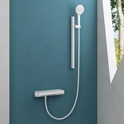 Produktbild von Mai & Mai Duschsystem mit Thermostat, Duscharmatur Komplettset mit Sicherheitsverriegelung, 3 Strahlarten höhenverstellbar Matt weiß Duschsystem9