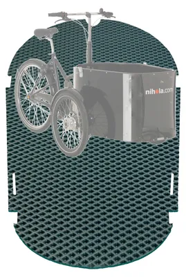 Produktbild von EVA Drive Schutzmatte für Nihola Family Gen 2 in Dunkelgrün - passgenaue, rutschfeste Bodenmatte für Lastenrad