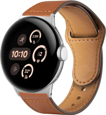 Produktbild von Leder Armband für Google Pixel Watch 4 / 3 45mm Ersatz Premium Band Braun