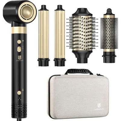 Immagine prodotto di Styler per capelli 6 in 1 - 1400 W - Ionico - Nero - Arricciacapelli ad aria e spazzola asciugacapelli