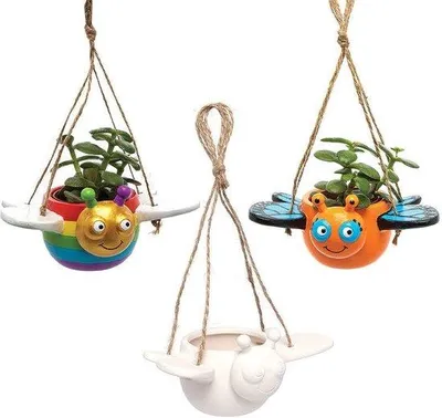 Image de Lot de 3 pots de fleurs en céramique pour plantes suspendues