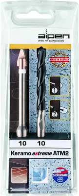 Produktbild von Alpen Keramo extreme ATM2 Keramikbohrer Ø 10 mm, 1/4" Bit Set 2tlg # ATM2 Keramo