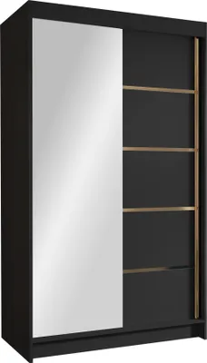 Produktbild von MIRJAN24 Schiebetürenschrank mit Spiegel Vigo III, Kleiderschrank mit Kleiderstange, mit zwei Schwebetüren, Garderobe (Farbe: Schwarz)
