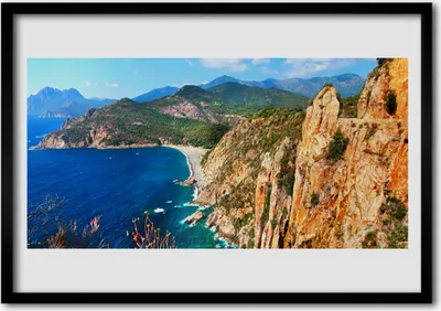 Produktbild von Bild 100x70 MDF-Rahmen Wandkunst Sea Cliff  Mountains