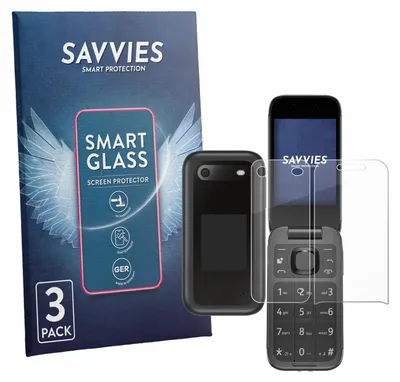 Produktbild von 3x Savvies Schutzglas Folie für Nokia 2660 Flip (Display+Rückseite) 9H Panzer Schutzfolie Glas Displayschutz klar transparent