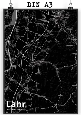 Produktbild von Mr. & Mrs. Panda Bild Lahr DIN A3 - Geschenk, Posterdruck, Plakat, wanddeko, Stadt Dorf Karte Landkarte Map Stadtplan, Wandbild, drucke