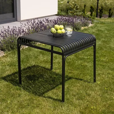 Produktbild von di volio Gartentisch LIWIO - Outdoor Tisch 80x80 cm, wetterfester Balkontisch aus Metall (Schwarz)