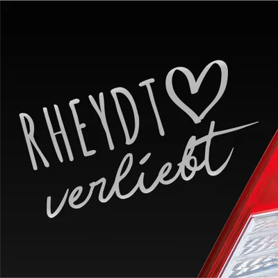 Produktbild von Auto Aufkleber Rheydt verliebt Herz Stadt Heimat Liebe Car 19x10 cm Silber Sticker Heckscheibenaufkleber
