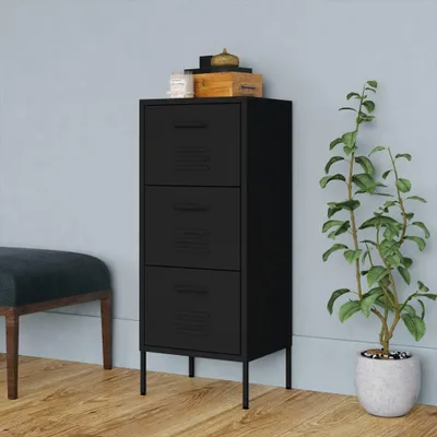 Image de Armoire de classement "Hördt" en acier noir. Dimensions (L/L/H) 42x35x101 cm