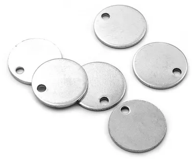 Produktbild von Vintageparts Plättchen rund Edelstahl 304 platinfarben 12 mm, 6 Stück