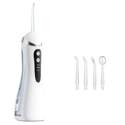 Produktbild von Munddusche Kabellos,Elektrische Munddusche Tragbar für optimale Zahn- & Zahnfleischpflege,USB Wiederaufladbare Wasser Flosser,3 Modi & 4 Düsen
