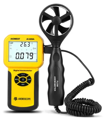 Digitales Anemometer AI-826A, Windgeschwindigkeitsmesser, LCD, MAX/MIN/AVG