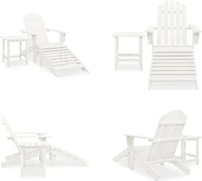 Productafbeelding van vidaXL Adirondack tuinstoel met voetsteun en tafel, van grenenhout, wit - Tuinstoel - Tuinstoelen - Tuinstoel - Buitenstoel