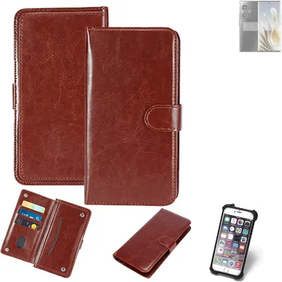 Produktbild von K-S-Trade 360° Hülle kompatibel mit Nubia Z50S braun Kunstleder Case BookCase WalletCase Kunstlederederhülle Handyhülle, Rundumschutz Bumper (1x)
