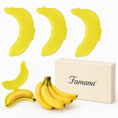 Produktbild von Famanu Bananenaufbewahrungsboxen – Set mit 3 wiederverwendbaren Kunststoffbehältern
