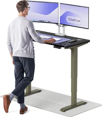 Zdjęcie produktu dla Desktronic HomePro biurko z elektryczną regulacją wysokości 120x60cm zielone/czarne z funkcją pamięci, technologią antykolizyjną, portami ładowania USB-A i USB-C