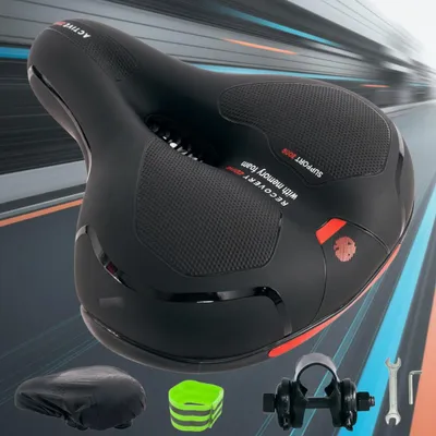 Obrázek produktu pro Cyklistické sedlo Ergonomické sedlo Gelová paměťová pěna Odrazka odpružení červená