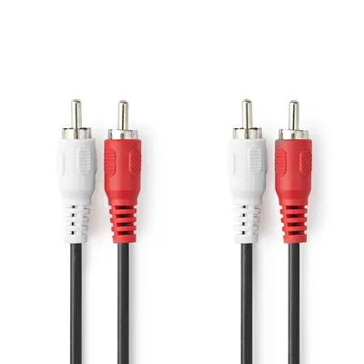 Obrázek produktu pro Stereo kabely | 2x RCA Hane | 2x RCA Hane | Nickelplaterad | 10,0 m | Kulatý | Červená / Vit | Označení