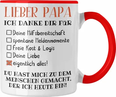 Produktbild von Trendation - Bester Papa Geschenk Vatertag Tasse mit Spruch Vater Geschenk von Tochter Sohn (Rot)