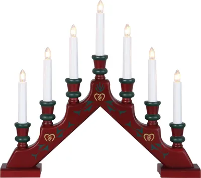 Produktbild von Best Season Fensterleuchter "Sara Tradition" 7-flammig, aus Holz,  ca. 38x43 cm, rot