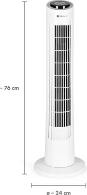 Image de Tevance I Ventilateur à colonne I Tower Fan BASIC, ventilateur à colonne silencieux avec télécommande, ventilateur à colonne, ventilateur oscillant à 90°, ventilateur sur pied pour tour, minuterie, blanc