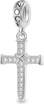 Produktbild von Gnoce Charm Anhänger Kreuz mit Zirkonia GSC043 Silber