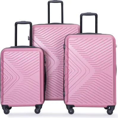 Produktbild von Travelhouse Trolleyset Bali, 4 Rollen, (Komplett Set, 3 tlg., 3-er Koffer Set), Inneinader stapelbar. Standfüße mit Hängefunktion M&L Pink