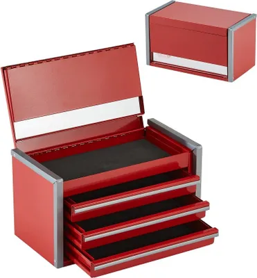 Obrázok produktu pre Box na náradie červený - Box na náradie s 3 zásuvkami - Box na náradie 218,4x118 mm - Ideálny na uloženie ručného náradia
