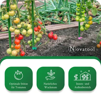 Obrázok produktu pre Novatool 5 tyčí na rastliny 150 cm zelené tyče na šplhanie s priemerom 11 mm vyrobené z kovu potiahnutého plastom na šplhanie tyče na paradajky držiak na kvety