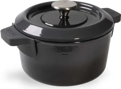 Produktbild von Woll "IRON" Topf mit Deckel, Ø 18 cm, 9 cm hoch, 1.8 Liter, Inkl. Silikongriffe, Carbon Grey - Induktionsgeeignet