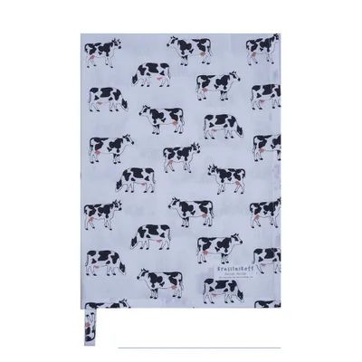 Produktbild von Krasilnikoff – Geschirrtuch KW13601 – Cow / Kuh, White