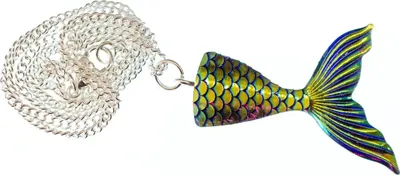 Produktbild von Meerjungfrau Flosse Kette 45cm Miniblings Halskette Anhänger Spiegel Fabelwesen