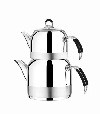 Produktbild von Edelstahl Teekanne EMEL Größe M 4 tlg. mit Silikon Griff
